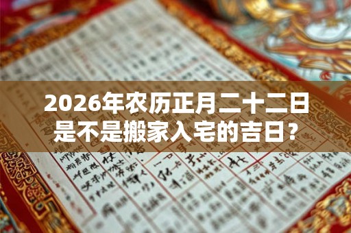 2026年农历正月二十二日是不是搬家入宅的吉日？