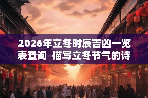 2026年立冬时辰吉凶一览表查询  描写立冬节气的诗词有哪些