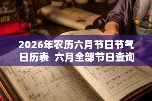 2026年农历六月节日节气日历表  六月全部节日查询