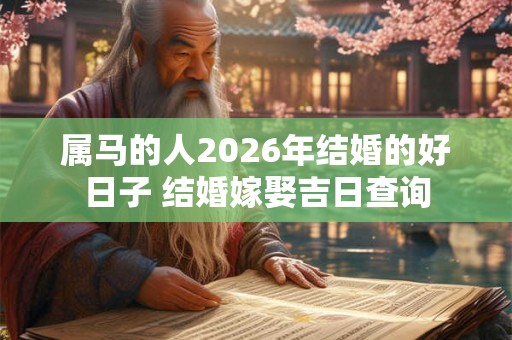 属马的人2026年结婚的好日子 结婚嫁娶吉日查询 属马的人2026年结婚的好日子 结婚嫁娶吉日查询