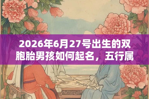 2026年6月27号出生的双胞胎男孩如何起名，五行属什么