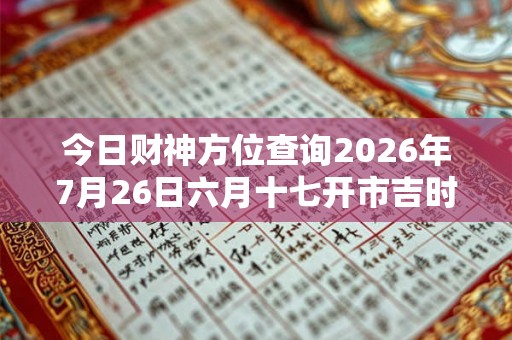 今日财神方位查询2026年7月26日六月十七开市吉时
