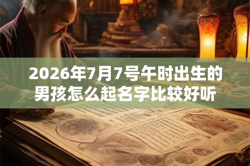 2026年7月7号午时出生的男孩怎么起名字比较好听