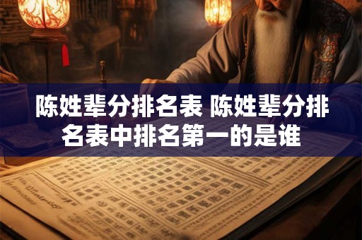 陈姓辈分排名表 陈姓辈分排名表中排名第一的是谁