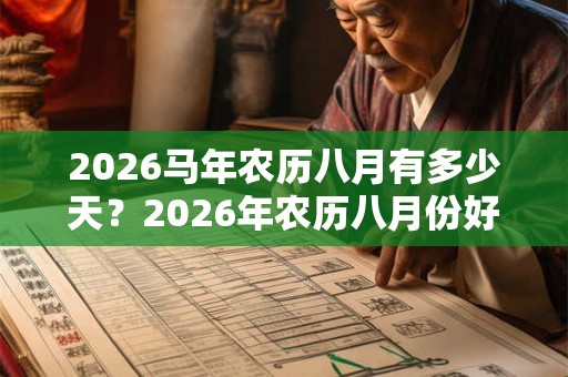 2026马年农历八月有多少天？2026年农历八月份好日子查询
