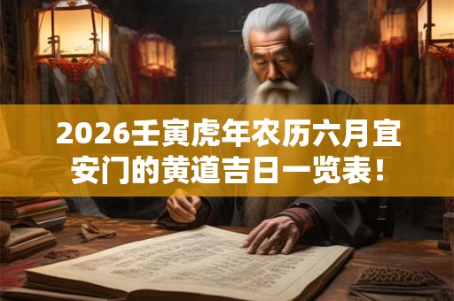 2026壬寅虎年农历六月宜安门的黄道吉日一览表！