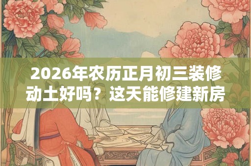 2026年农历正月初三装修动土好吗?这天能修建新房吗 2026年农历正月初三装修动土好吗?这天能修建新房吗