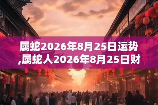 属蛇2026年8月25日运势,属蛇人2026年8月25日财运,生肖蛇2026年8月25日运势