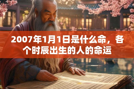 2007年1月1日是什么命，各个时辰出生的人的命运