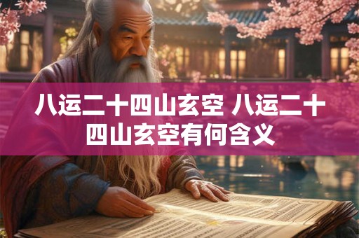 八运二十四山玄空 八运二十四山玄空有何含义