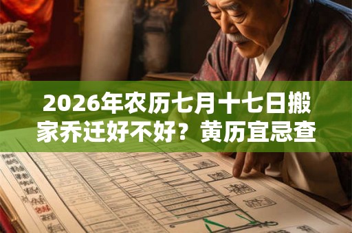 2026年农历七月十七日搬家乔迁好不好？黄历宜忌查询