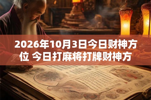 2026年10月3日今日财神方位 今日打麻将打牌财神方位