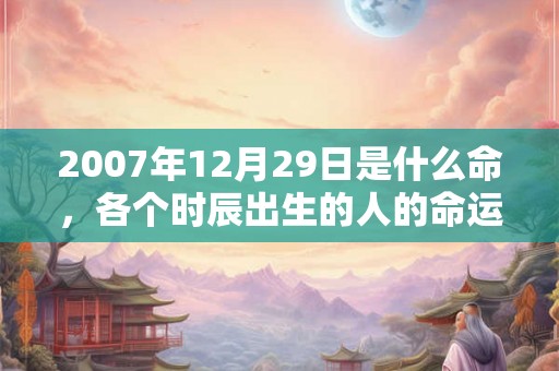 2007年12月29日是什么命，各个时辰出生的人的命运