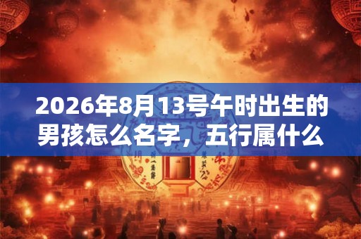 2026年8月13号午时出生的男孩怎么名字，五行属什么呢