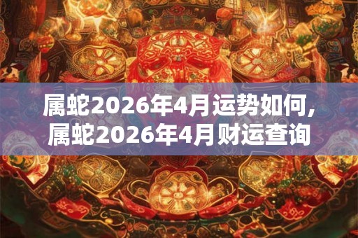 属蛇2026年4月运势如何,属蛇2026年4月财运查询