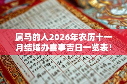 属马的人2026年农历十一月结婚办喜事吉日一览表！
