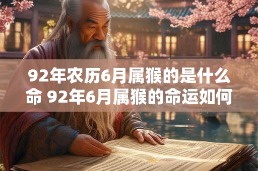 92年农历6月属猴的是什么命 92年6月属猴的命运如何