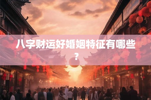 八字财运好婚姻特征有哪些？