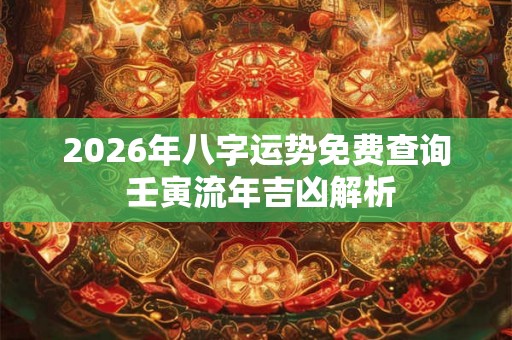 2026年八字运势免费查询 壬寅流年吉凶解析