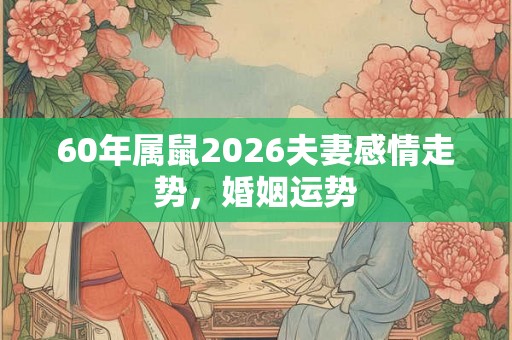 60年属鼠2026夫妻感情走势，婚姻运势