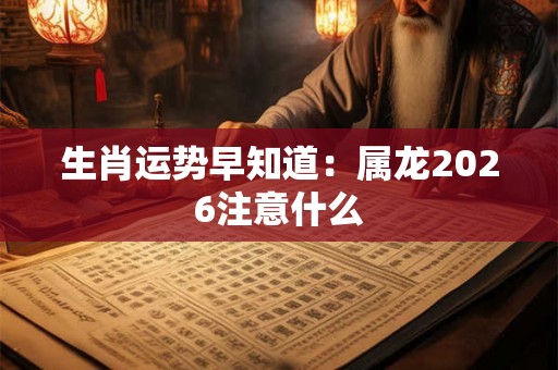 生肖运势早知道：属龙2026注意什么