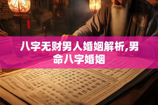 八字无财男人婚姻解析,男命八字婚姻