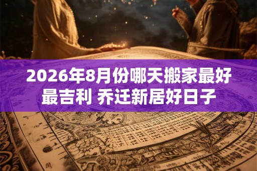 2026年8月份哪天搬家最好最吉利 乔迁新居好日子