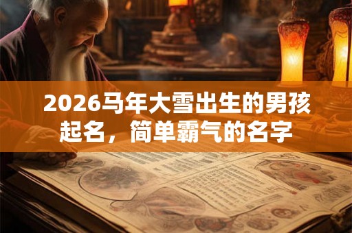 2026马年大雪出生的男孩起名，简单霸气的名字