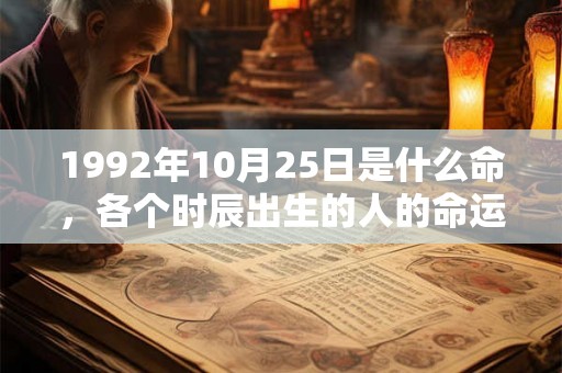 1992年10月25日是什么命，各个时辰出生的人的命运