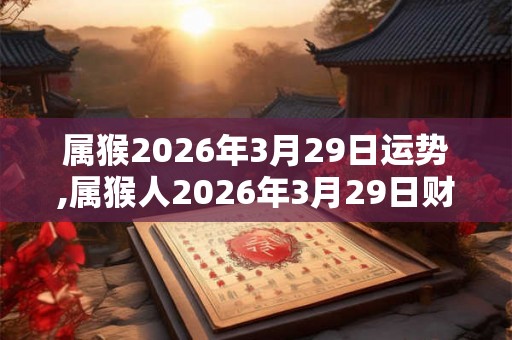 属猴2026年3月29日运势,属猴人2026年3月29日财运,生肖猴2026年3月29日运势