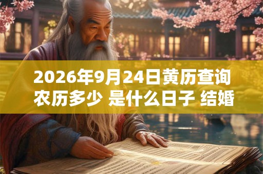 2026年9月24日黄历查询 农历多少 是什么日子 结婚吉时