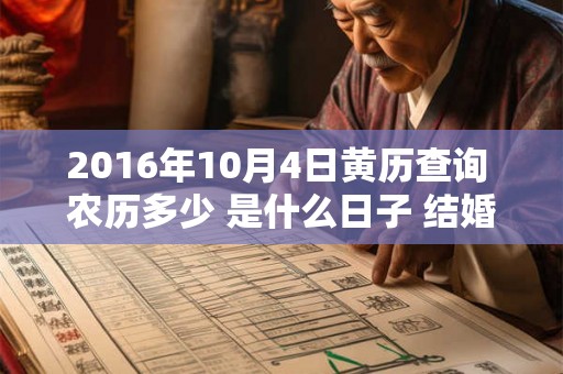 2016年10月4日黄历查询 农历多少 是什么日子 结婚吉时