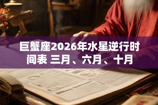 巨蟹座2026年水星逆行时间表 三月、六月、十月
