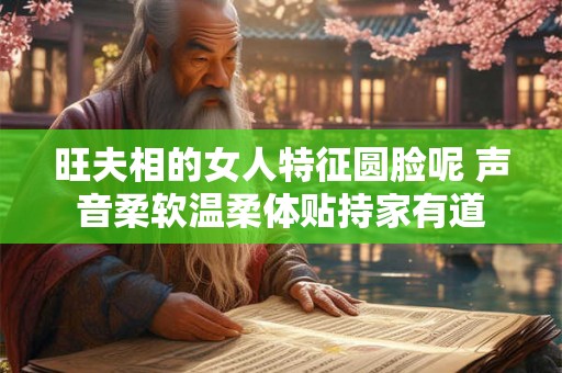 旺夫相的女人特征圆脸呢 声音柔软温柔体贴持家有道