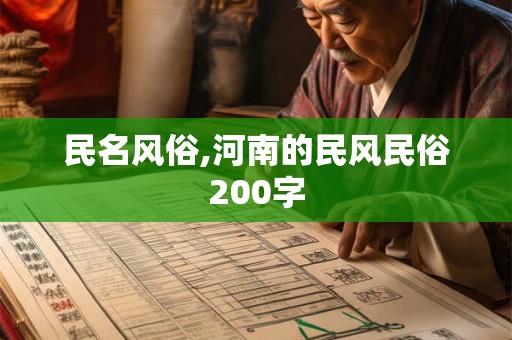 民名风俗,河南的民风民俗200字
