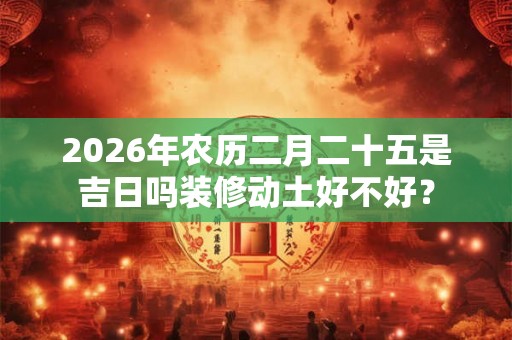 2026年农历二月二十五是吉日吗装修动土好不好？