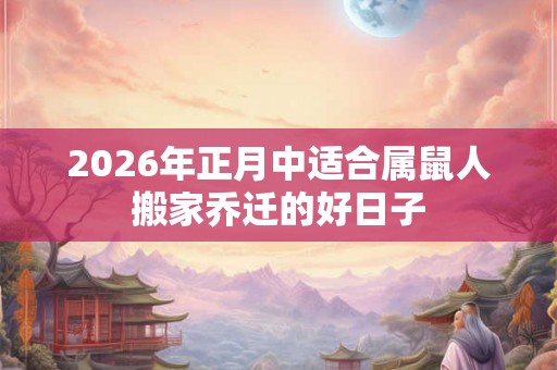 2026年正月中适合属鼠人搬家乔迁的好日子