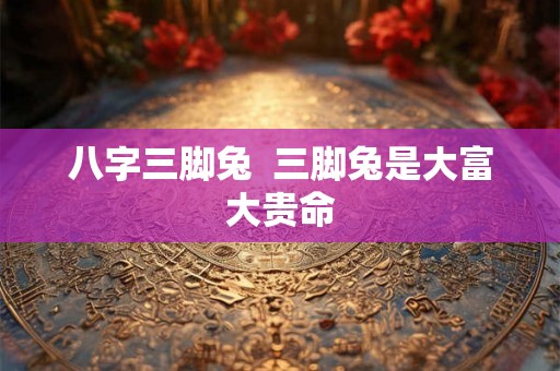 八字三脚兔  三脚兔是大富大贵命