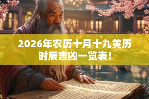 2026年农历十月十九黄历时辰吉凶一览表！