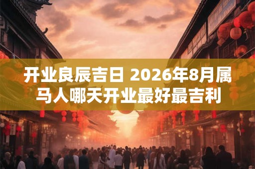 开业良辰吉日 2026年8月属马人哪天开业最好最吉利