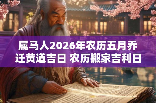 属马人2026年农历五月乔迁黄道吉日 农历搬家吉利日子