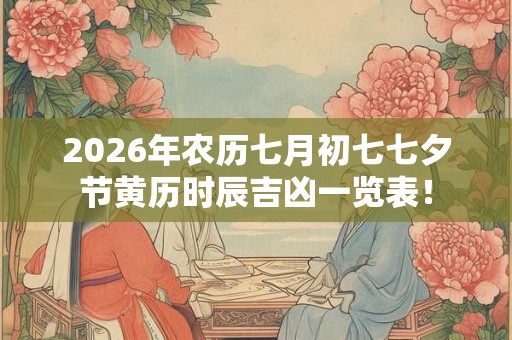 2026年农历七月初七七夕节黄历时辰吉凶一览表！