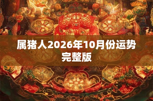属猪人2026年10月份运势完整版