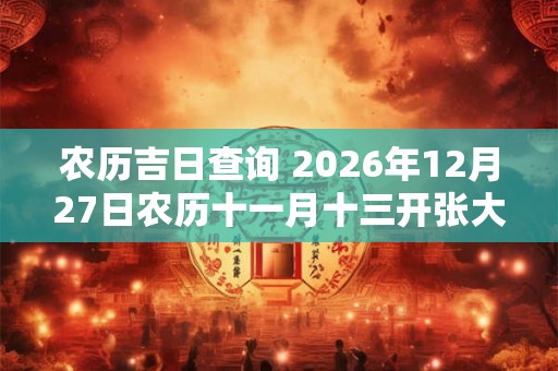 农历吉日查询 2026年12月27日农历十一月十三开张大吉大利吗