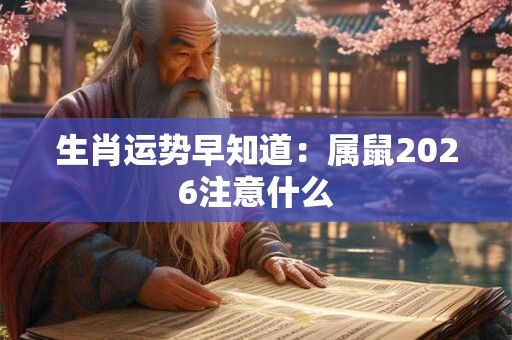 生肖运势早知道：属鼠2026注意什么