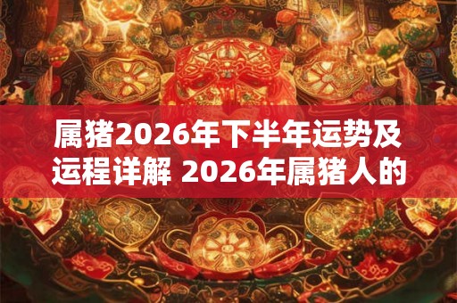属猪2026年下半年运势及运程详解 2026年属猪人的全年每月运势