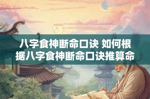 八字食神断命口诀 如何根据八字食神断命口诀推算命运