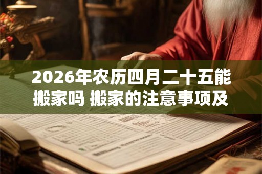 2026年农历四月二十五能搬家吗 搬家的注意事项及讲究