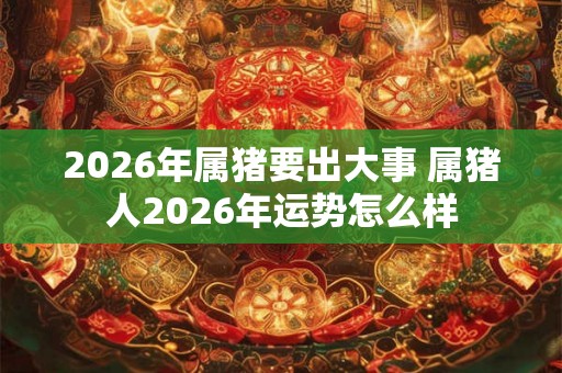 2026年属猪要出大事 属猪人2026年运势怎么样