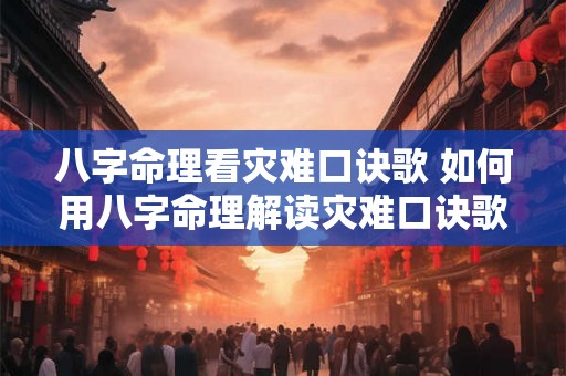 八字命理看灾难口诀歌 如何用八字命理解读灾难口诀歌